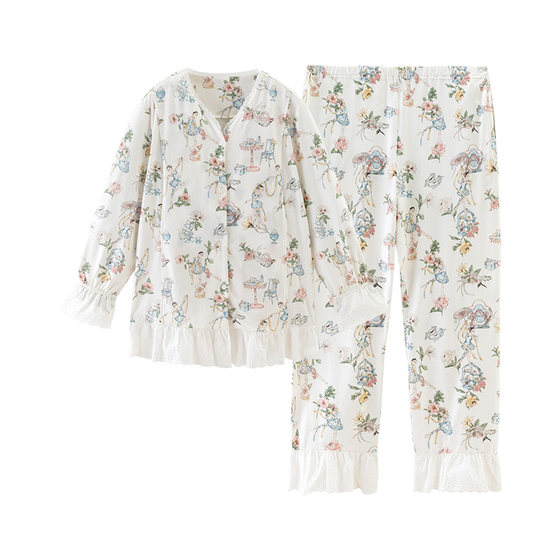 
Happy Bear Pregnant Women Spring and Autumn Confinement Clothes Antibacterial and Anti-mite Women's Nursing Clothes Set Maternity Clothes Two-piece Set