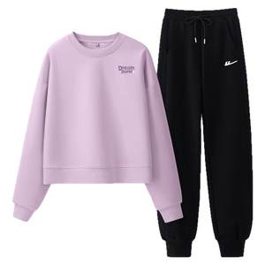 
Pull back casual sports suit for women 2025 new short round neck sweatshirt and sweatpants, great-looking early autumn complete set