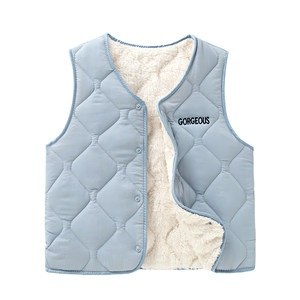 
New children's down cotton vest plus velvet lightweight warm vest for boys and girls in autumn and winter, middle and older children's inner and outer vests