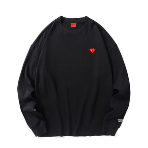Charles Peach heart long -sleeved T -shirt Men's spring and autumn loose cotton love pure color shirt with bottom shirt