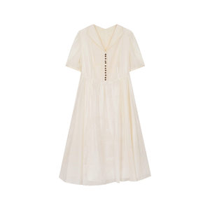 
One City Paints One Summer Versatile High Waist Fashion Commuting Retro Short Sleeve V-Neck Medium Dress