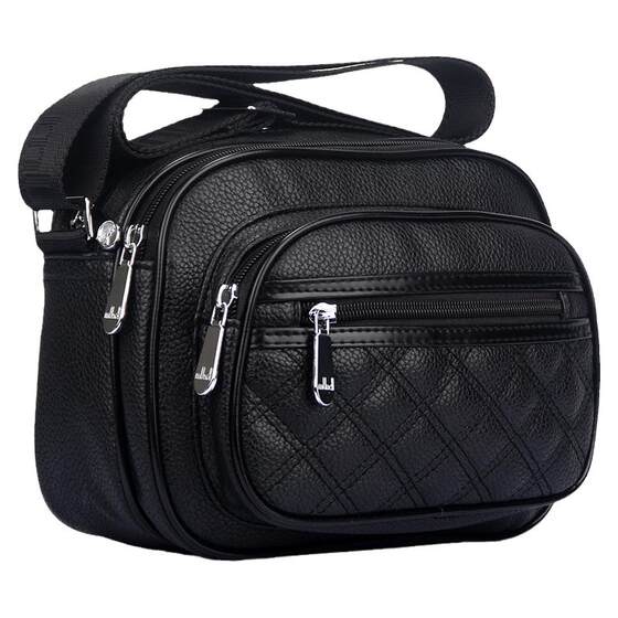 Women's soft leather cash register wallet multi -layer oblique span -shoulder mother bag multi -pocket middle -aged female casual backpack waterproof