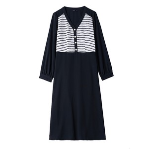 
Large size women's autumn new style spliced fake two-piece slim waist-hugging A-line skirt fat MM French draped dress