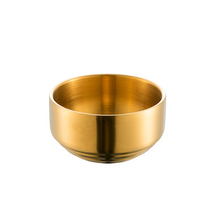 Korean 304 double-layer stainless steel rice bowl with cover bowl Korean cuisine kimchi bowl household soup bowl anti-scalding children