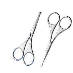 Stainless steel nose hair scissors round head men's safe shaving nose hair trimmer women's eyebrow trimming small scissors pointed head