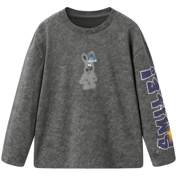 
MINIPEACE Peacebird children's clothing boys' long-sleeved T-shirt pure cotton batik gradient children's spring clothing 2026 new trend
