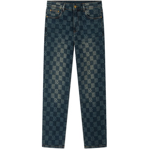 
BM European Station Jeans Men's 2025 New Trendy Checkerboard Plaid Pants Men's Casual Straight Pants Autumn and Winter