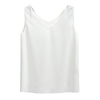 Double -layer chiffon suspender vest female 2025 spring and summer V -neck loose outside wearing white bottoming shirt sleeveless top
