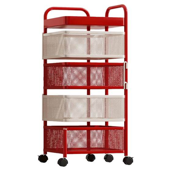 
Rotatable bedroom storage rack, mobile floor-standing multi-layer storage rack, multi-functional household snack toy storage rack