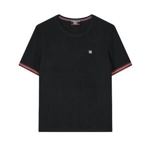 FILA Ferle official women's woven shirt spring fashion, simple casual short -sleeved round neck top
