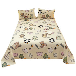 
MUJI cotton sheets 100% cotton single piece children's cartoon bed sheet student dormitory pillowcase three-piece set