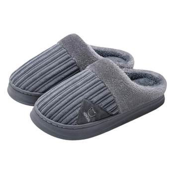 Men's cotton slippers for indoor home, non-slip, warm and velvet