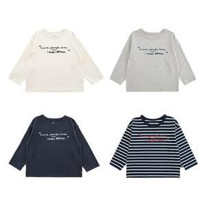 
Youyou boys 2026 spring new long-sleeved round neck letter printed T-shirt casual loose basic versatile top