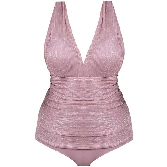 
Masked Cat 2026 new swimsuit for women, one-piece sexy, belly-covering, slimming, pink big and small breasts gathered for hot spring bathing