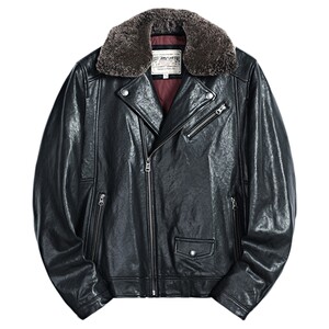 
MCS men's clothing originated from Marlboro autumn and winter new fur collar warm street fashion leather jacket genuine leather jacket men