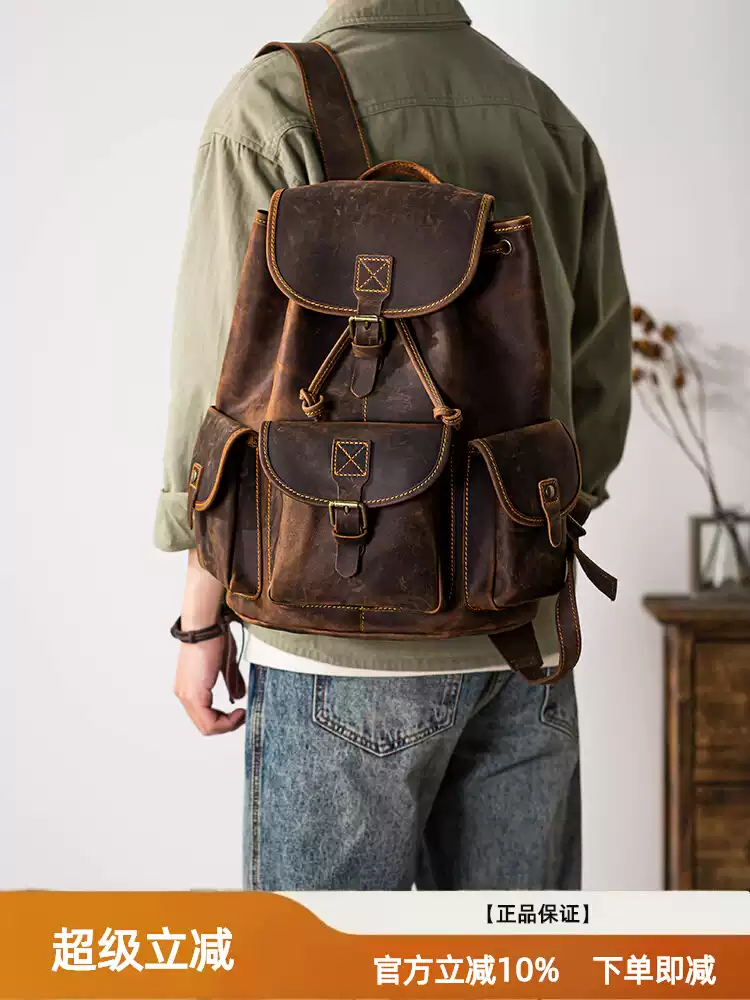 Genuine leather men's single-shoulder bag