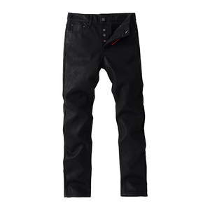 
Yuxi original design high-quality men's clothing, weak black leather pants, trendy casual, slim and versatile straight pants 020
