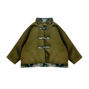 
Tuanzi hemp boys' woolen coat Chinese style buckle winter new quilted thickened children's coat New Year's woolen coat