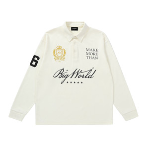 
Makemore long-sleeved T-shirt men's *out of order college retro jersey embroidered cotton American high-end polo top