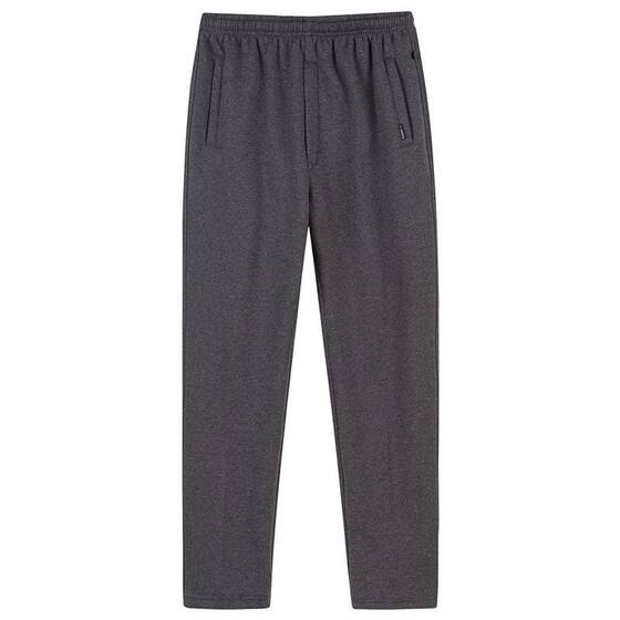 
Autumn and winter sports pants for men, pure cotton, large size, loose, fashionable, zippered, velvet, thickened, straight warm knitted casual pants