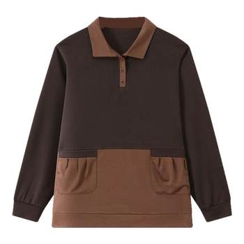 Middle-aged and elderly women's clothing for spring fat plus long-sleeved T-shirt