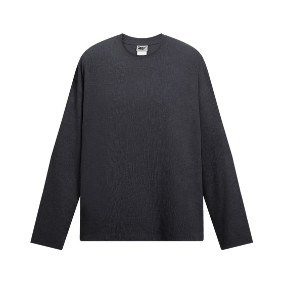 
NELY men's and women's long-sleeved T-shirt autumn and winter trendy brand high-end bark pattern pleated drape bottoming shirt