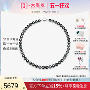 Tahitian Black Pearl珠链项链S925银近圆强光高级感海水珍珠锁骨链珠宝