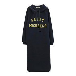 
Korean style embroidered letters plus velvet sweatshirt dress ~ maternity wear spring warm casual hooded thickened long dress