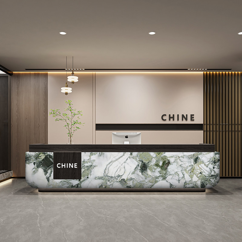 现代简约公司酒店前台收银台轻奢高级感美容院会所吧台接待台定制