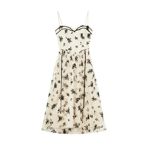 NANASTORE floral suspender dress women's 2024 spring new a-line skirt waist mid-length skirt slimming