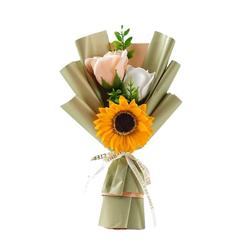 Three Sunflower Bouquets Teacher's Day Valentine's Day Gift Soap Rose Bouquet Small Gift For Female Company Employees