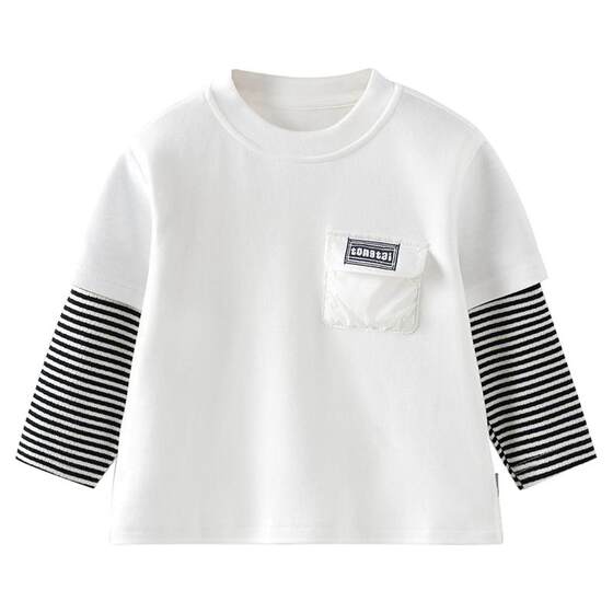 
Tongtai boy baby T-shirt spring and autumn children's clothes boys casual outing fake two-piece long-sleeved tops bottoming shirt