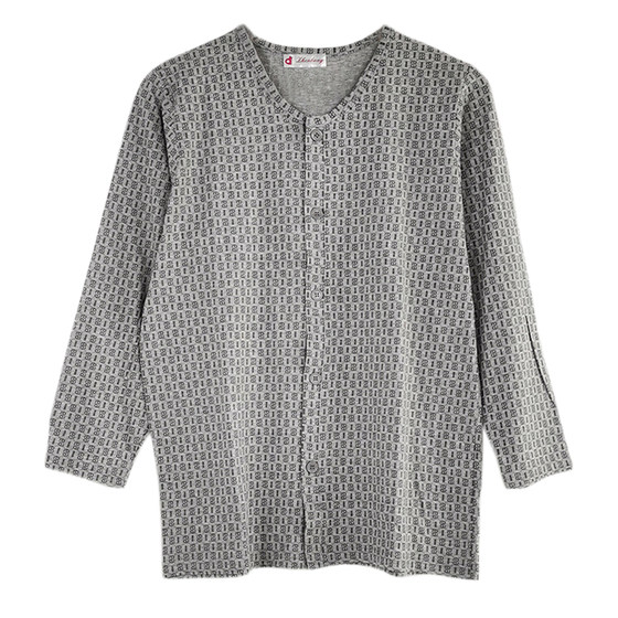 Middle-aged and elderly pure cotton cardigan autumn clothes, elderly warm long-sleeved T-shirt underwear, men's tops, large size cardigan thin