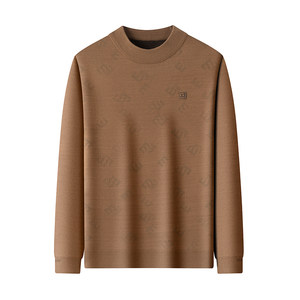 
Woodpecker Half Turtle Collar Plus Velvet Thickened Jacquard Sweater Men's Warm Knitted Bottoming Shirt Inner Top Men's Loose