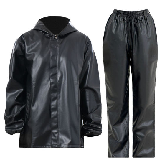 Spring and autumn thin leather pants men's oil -proof waterproof, dustproof, labor protection, dry work, loose work clothes leather jacket suit Zhengyang
