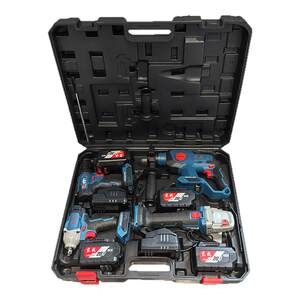 
Lithium battery four-piece tool box rechargeable electric hammer electric wrench angle grinder electric drill set two/three/piece plastic box