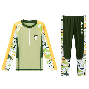 Pull back children's long sleeve warm hot spring swimsuit