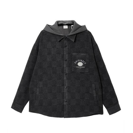 
jq zone Lingzhi Jack Jones autumn and winter men's coat jacket fashion slightly loose hooded removable patch