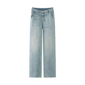 
Light-colored wide-leg jeans for women with pear-shaped figures, spring new fat mm large size high-waisted loose slimming straight pants