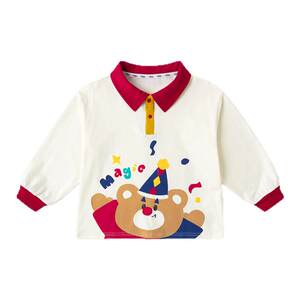 
Children's polo collar college style long-sleeved boy's T-shirt Dudu's baby spring tops bottoming shirt clothes for girls