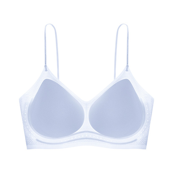 Sun Yi's same style herbal primary color underwear women's summer thin style beautiful back push up small breasts ultra-thin seamless spaghetti straps bra