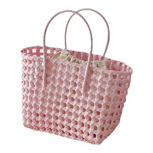 
Milky color hollow woven hand-held dishes simple ins style Korean shopping basket hand-held basket women's bag
