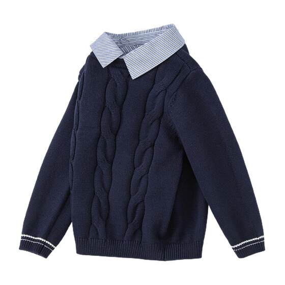 
David Bella Boys Sweater Children's Sweater 2026 Spring New Fake Two-piece Top Boys Spring Children's Clothing
