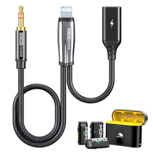 
Ktele Lark M1 Apple phone charging while live broadcasting cable Rhode DJI wireless lapel clip microphone two-in-one adapter 3.5mm audio recording cable converter