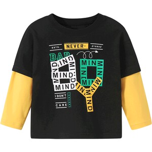 
Youbeiyi boys T-shirt long-sleeved pure cotton spring and autumn children's baby clothes trendy medium-sized children's fake two-piece tops children's clothing