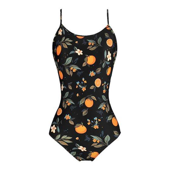 
Sulang Orange Flower Breastless Pad 2025 New Racing Swimsuit Women's One-piece Slimming