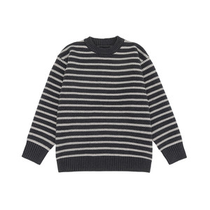 
ALLIN heavy striped round neck sweater for boys spring and autumn new thickened loose lazy couple mixed color sweater