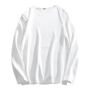 Long-sleeved white T-shirt men's round neck inner wear ins trendy brand youth loose large size trendy solid color base shirt top