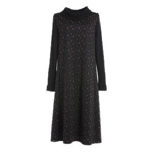 Joewanni dress women's shopping mall Winter high -waisted high -waist loose semi -high -necked long sleeve bottom skirt over the knee long
