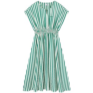 
Juicy Couture Orange Dress Women's Striped Slit Collar Elastic Waist Midi Skirt